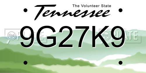 9G27K9 Tennessee License Plate