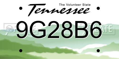 9G28B6 Tennessee License Plate
