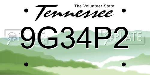 9G34P2 Tennessee License Plate