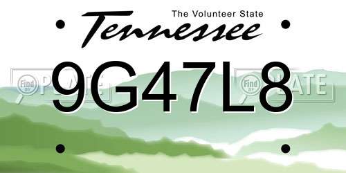 9G47L8 Tennessee License Plate