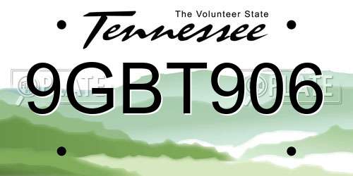 9GBT906 Tennessee License Plate