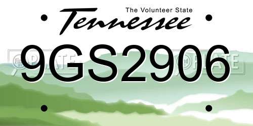 9GS2906 Tennessee License Plate