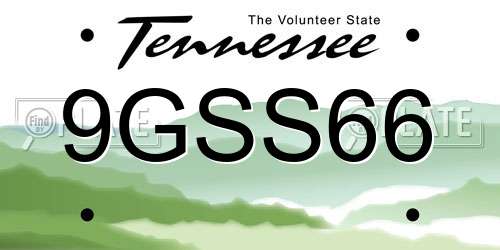 9GSS66 Tennessee License Plate