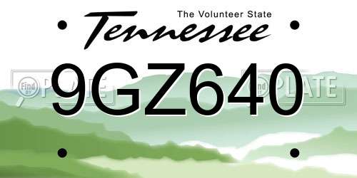 9GZ640 Tennessee License Plate
