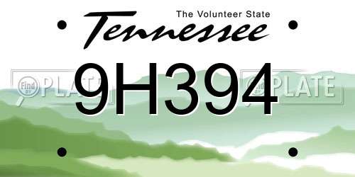9H394 Tennessee License Plate
