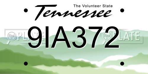 9IA372 Tennessee License Plate