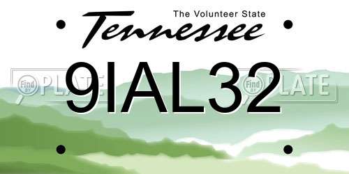 9IAL32 Tennessee License Plate