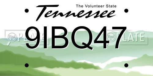 9IBQ47 Tennessee License Plate