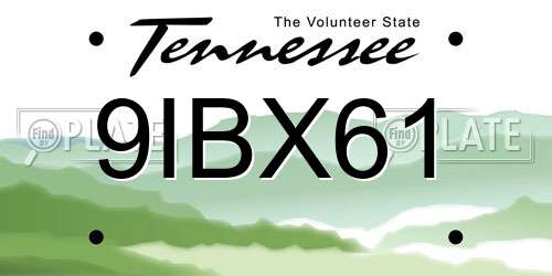 9IBX61 Tennessee License Plate