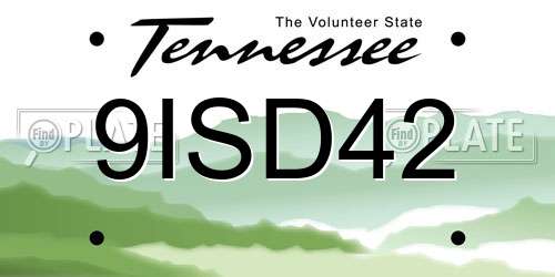 9ISD42 Tennessee License Plate