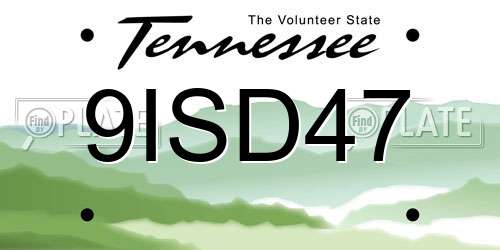 9ISD47 Tennessee License Plate