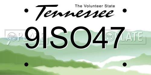 9ISO47 Tennessee License Plate