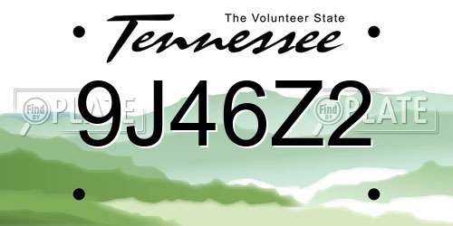 9J46Z2 Tennessee License Plate