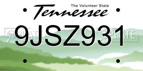 9JSZ931 Tennessee License Plate