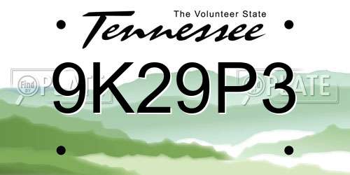 9K29P3 Tennessee License Plate