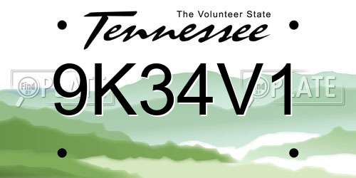 9K34V1 Tennessee License Plate