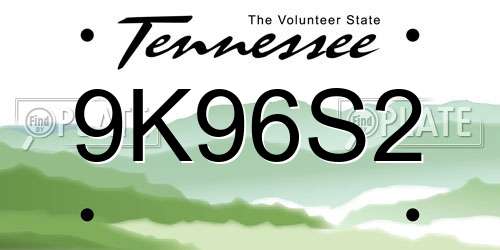 9K96S2 Tennessee License Plate