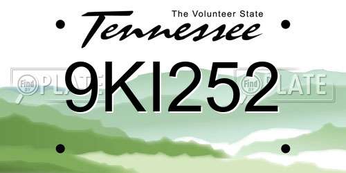 9KI252 Tennessee License Plate