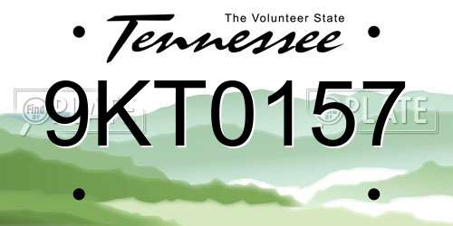 9KT0157 Tennessee License Plate
