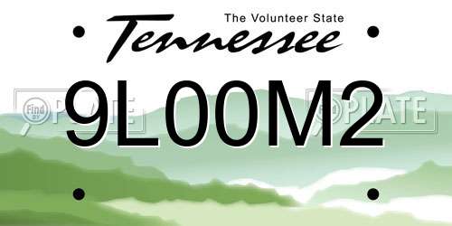 9L00M2 Tennessee License Plate