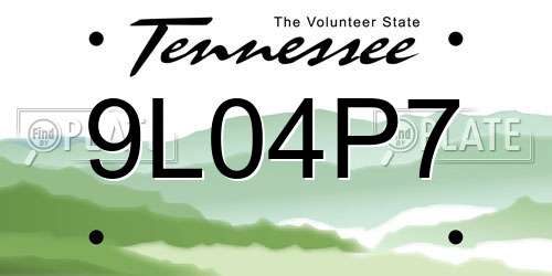 9L04P7 Tennessee License Plate