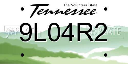 9L04R2 Tennessee License Plate