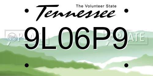 9L06P9 Tennessee License Plate