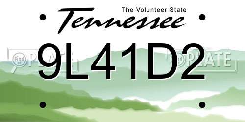 9L41D2 Tennessee License Plate