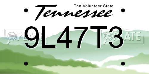 9L47T3 Tennessee License Plate