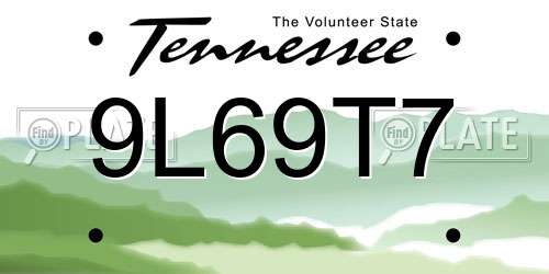9L69T7 Tennessee License Plate