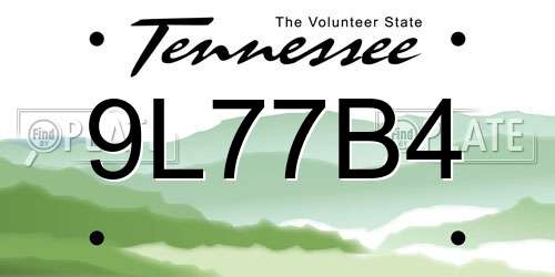 9L77B4 Tennessee License Plate