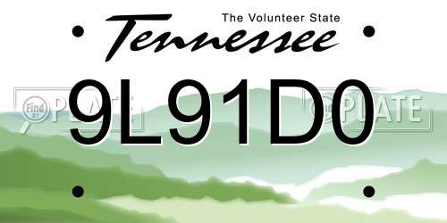 9L91D0 Tennessee License Plate