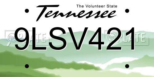 9LSV421 Tennessee License Plate