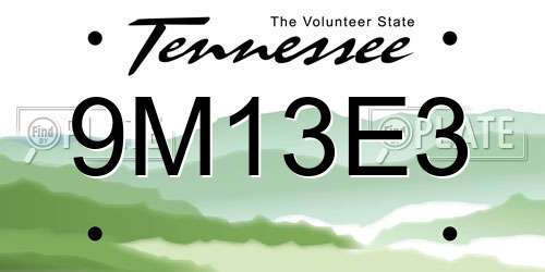 9M13E3 Tennessee License Plate