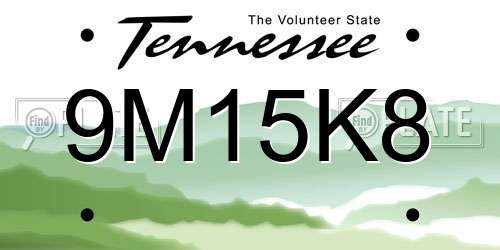 9M15K8 Tennessee License Plate