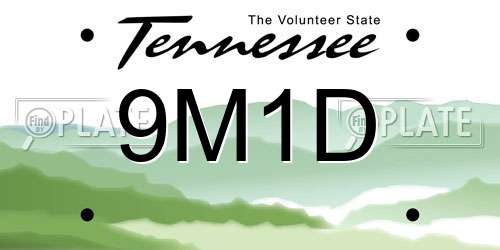 9M1D Tennessee License Plate