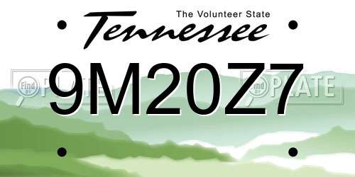 9M20Z7 Tennessee License Plate