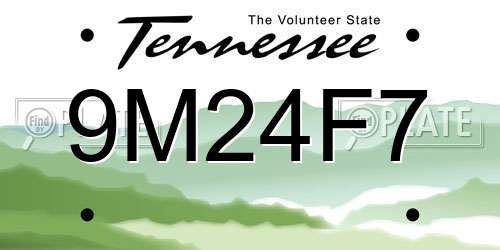 9M24F7 Tennessee License Plate