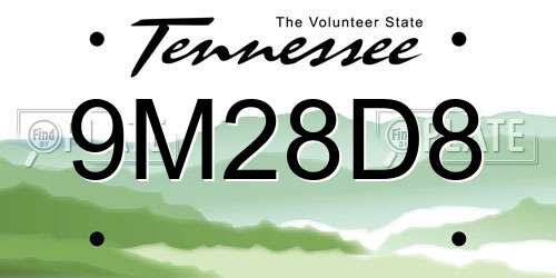 9M28D8 Tennessee License Plate