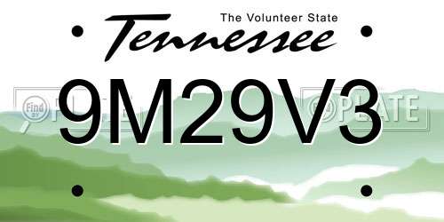 9M29V3 Tennessee License Plate