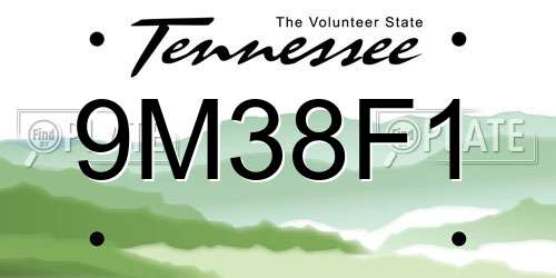 9M38F1 Tennessee License Plate
