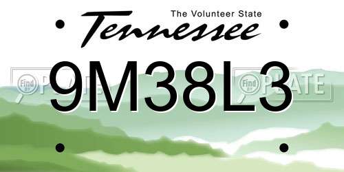 9M38L3 Tennessee License Plate