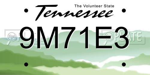 9M71E3 Tennessee License Plate