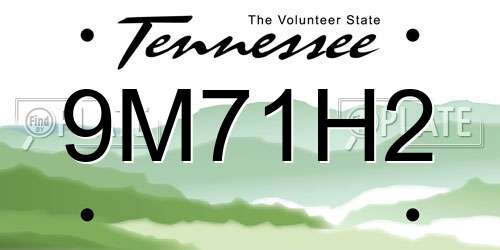 9M71H2 Tennessee License Plate