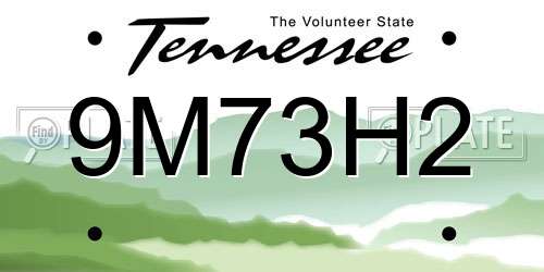9M73H2 Tennessee License Plate
