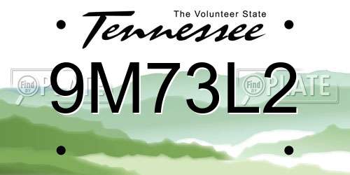9M73L2 Tennessee License Plate