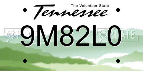 9M82L0 Tennessee License Plate
