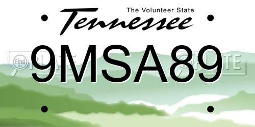 9MSA89 Tennessee License Plate