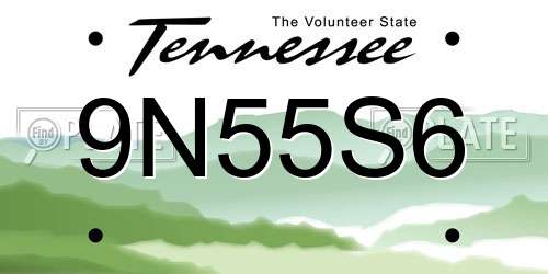 9N55S6 Tennessee License Plate