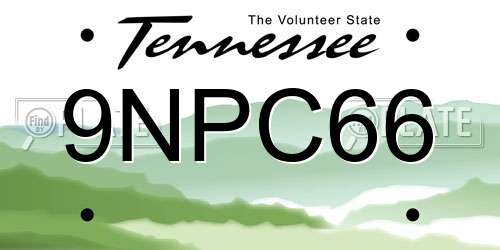 9NPC66 Tennessee License Plate
